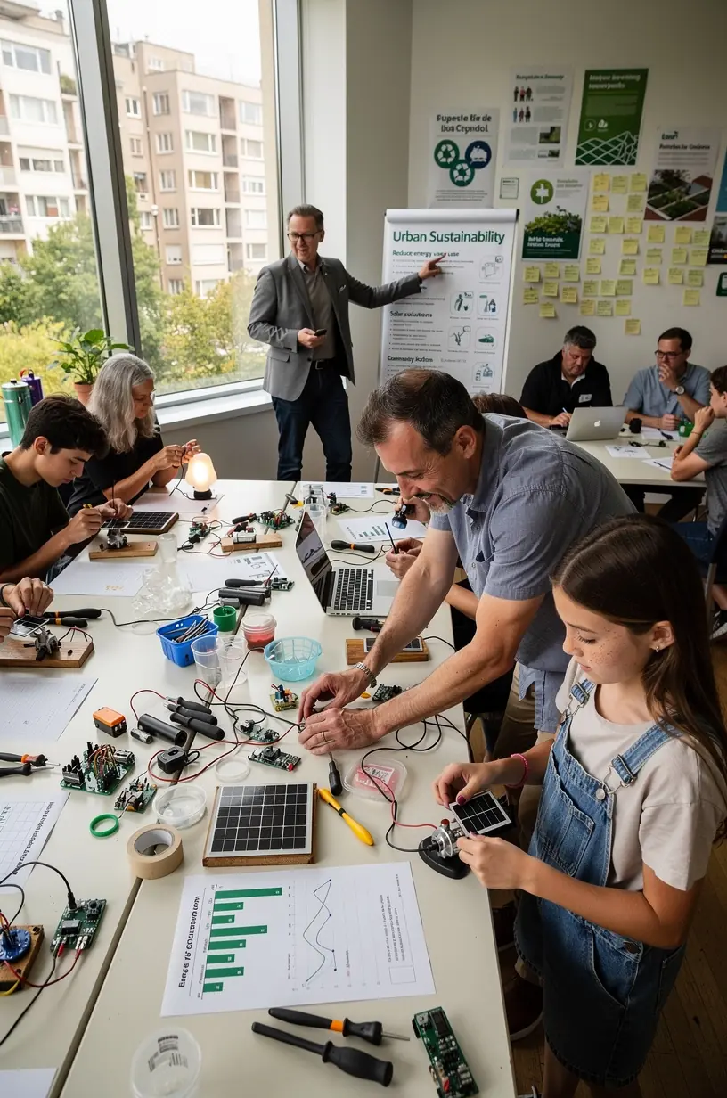 Punct de acces Wi-Fi gratuit instalat într-o zonă pietonală dintr-un cartier, facilitând conectivitatea pentru toți rezidenții.