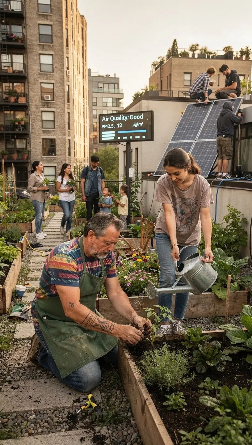Vedere de ansamblu asupra unei stații de încărcare pentru vehicule electrice amplasată într-un parc de cartier.